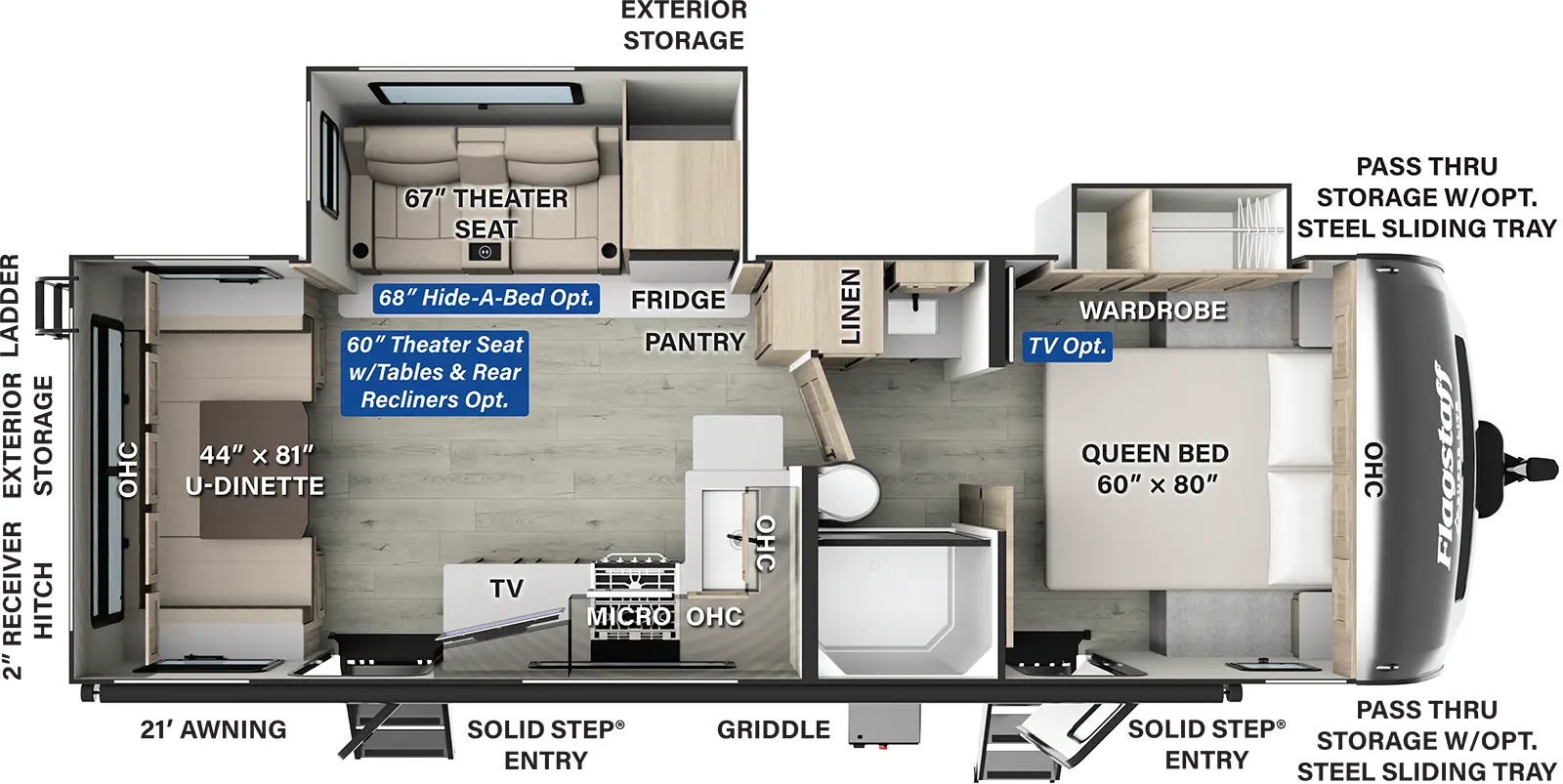 Flagstaff Super Lite Travel Trailers 26SRD Floorplan